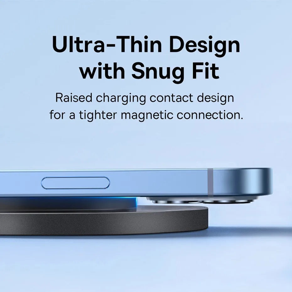 Ultra-thin design with snug fit feature on a blue background